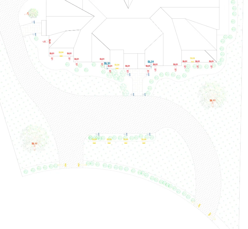 Outdoor lighting design plan showing fixture placements and zones for a Middle Tennessee property by Light TN