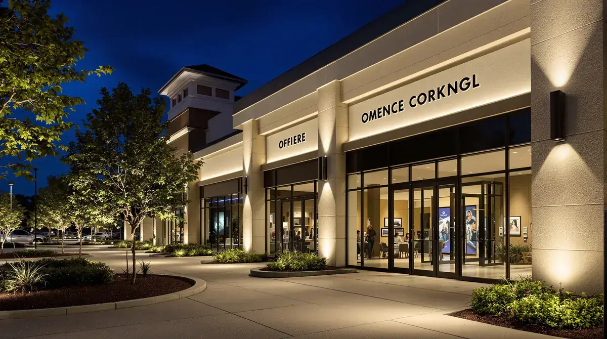 An established commercial landscape, left intact